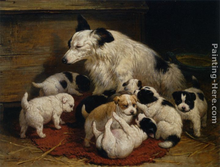 Henriette Ronner-Knip A dog and her puppies